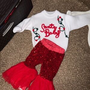 Santa Baby Kids Matching Set - White and Red